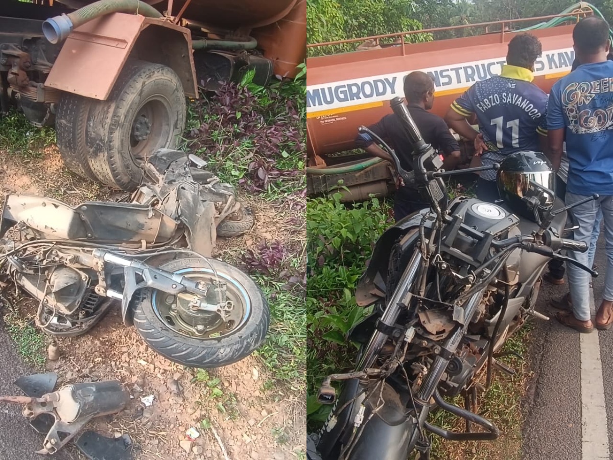 ಬೈಕ್-ಟ್ಯಾಂಕರ್ ಭೀಕರ ಡಿಕ್ಕಿ: ಯುವಕ ಸ್ಥಳದಲ್ಲೇ ಸಾವು, ಇನ್ನೋರ್ವ ಗಂಭೀರ