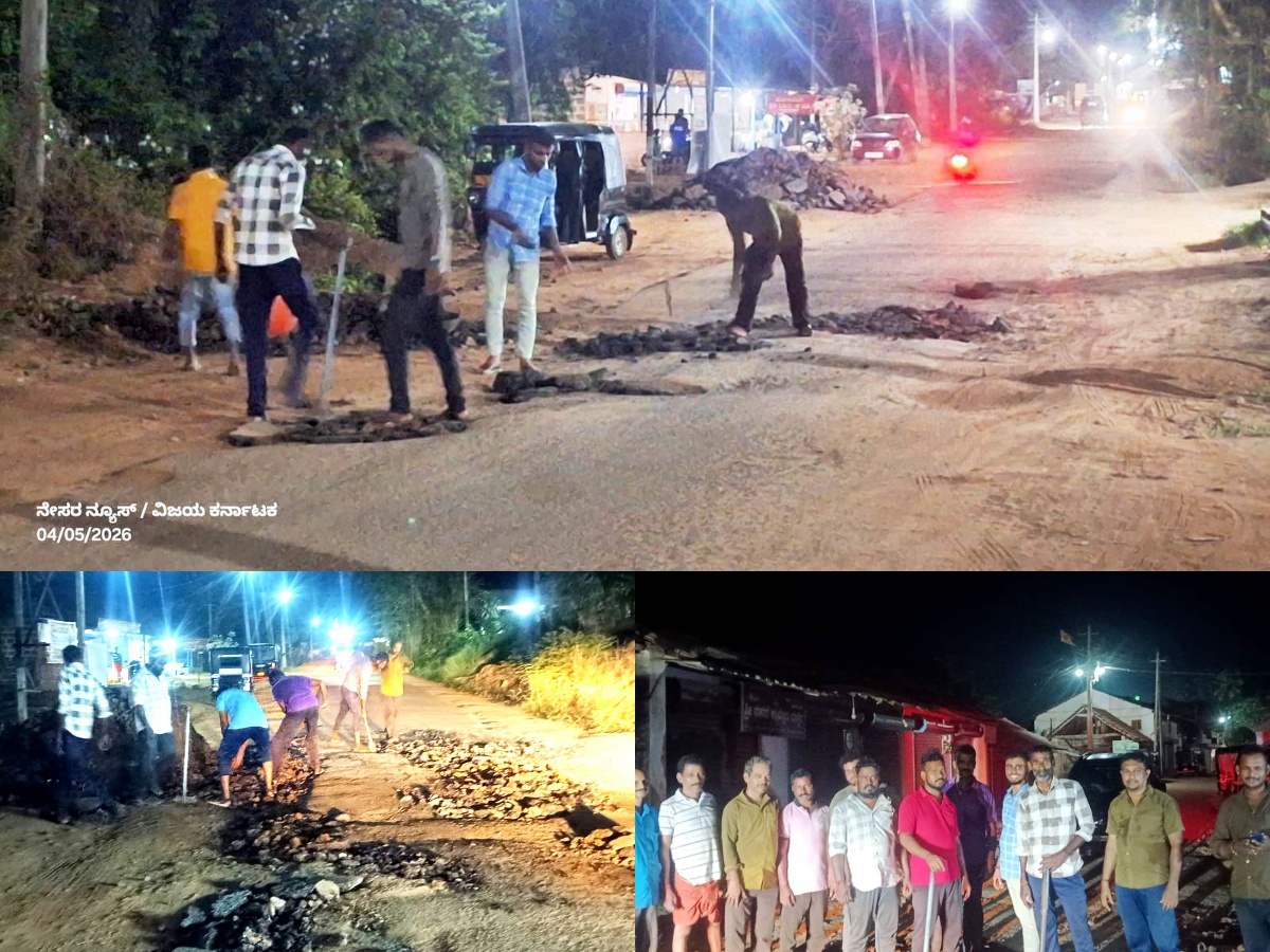 ಆಟೋ ಚಾಲಕರಿಂದ ಕೊಕ್ಕಡ ಪೇಟೆ ರಸ್ತೆ ದುರಸ್ತಿ 