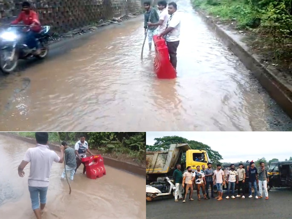 ನೆಲ್ಯಾಡಿ ಸರ್ವಿಸ್ ರಸ್ತೆ ಅವ್ಯವಸ್ಥೆ: ಸಣ್ಣ ಮಳೆಯಲ್ಲೇ ಕೆರೆಯಾದ ರಸ್ತೆ
