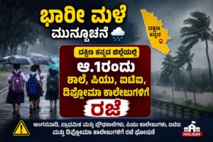 ಭಾರೀ ಮಳೆ ಮುನ್ಸೂಚನೆ: ದ.ಕ.ಜಿಲ್ಲೆಯಲ್ಲಿ ಆ.1ರಂದು ಶಾಲೆ-ಪಿಯು, ಐಟಿಐ, ಡಿಪ್ಲೊಮಾ ಕಾಲೇಜುಗಳಿಗೆ ರಜೆ