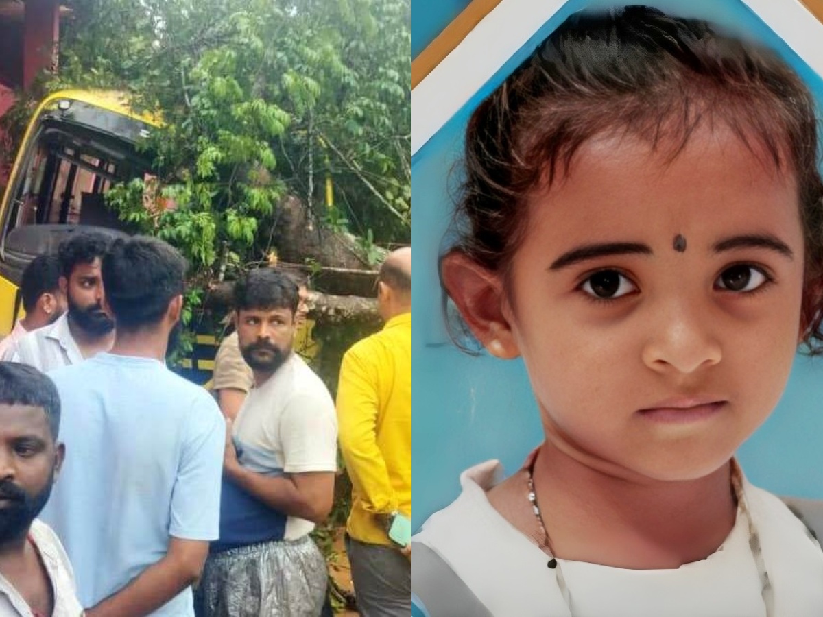 ಶಾಲಾ ಬಸ್ ಮೇಲೆ ಉರುಳಿದ ಬೃಹತ್ ಮರ; 6 ವರ್ಷದ ಬಾಲಕಿ ಸಾವು, ಇಬ್ಬರು ಗಂಭೀರ