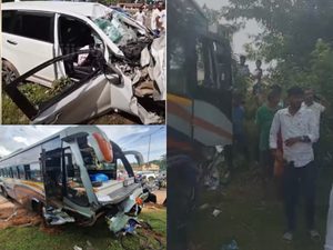 ಸಾಣೂರು: ಮಾಜಿ ಸಚಿವ ರಮಾನಾಥ ರೈ ಪ್ರಯಾಣಿಸುತ್ತಿದ್ದ ಕಾರು–ಬಸ್ ನಡುವೆ ಅಪಘಾತ; ಇಬ್ಬರಿಗೆ ಗಾಯ