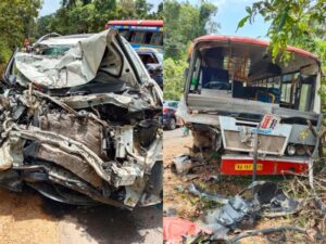 ಕೊಕ್ಕಡ: ಕಾರು–ಕೆಎಸ್‌ಆರ್‌ಟಿಸಿ ಬಸ್ ಮುಖಾಮುಖಿ ಡಿಕ್ಕಿ: ಹಲವರಿಗೆ ಗಾಯ